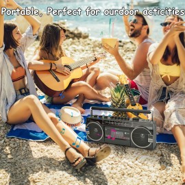 Vintage Radio with Wireless Connection, AM/FM/SW, USB and SD Card Connection, and Two-Way Speaker System with Cassette Player