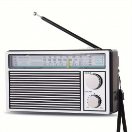 A Vintage Portable Radio for Seniors Featuring AM, FM, And SW Bands, This Stylish Retro Radio Is Suitable for Both Indoor And Outdoor Use, And Is Ideal for Emergencies, Complete with a Speaker And Headphone Jack.