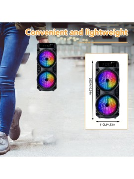 Portable Outdoor Wireless Speaker with Colorful Lighting Effects, Heavy Bass, 1200mAh Battery, Type-C Charging, USB/FM/TF Card/AUX/MIC Support, Knob + Button Control, Ideal for Outdoor Square Dancing, Camping Karaoke, Indoor Dance, Family Gatherings