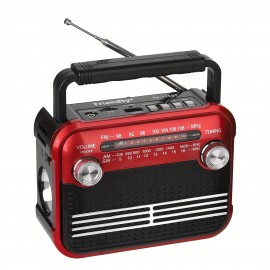 128BT Portable All-Band Radio with FM/AM/SW1-6, USB/TF/BT Connectivity, Dual Power (Battery/USB), Loud Speaker & Headphone Jack, Digital Display, Ergonomic Handle & Protective Grille - Indoor/Outdoor Multi-Wave Receiver with AM/FM/SW1-6 Tuning, USB/TF/BT Streaming, Battery/USB Power Options, Compact & Portable Design for Home, Travel, Camping, Emergencies - Ideal for Music & News Use, USB Radio Portable