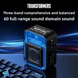 Transformers portable Bluetooth speaker with cool LED lights, wireless portable speaker, desktop speaker supporting Bluetooth/TF/AUX mode, high-fidelity sound quality, 360° surround sound, TWS pairing, built-in microphone, lanyard design, holiday gift