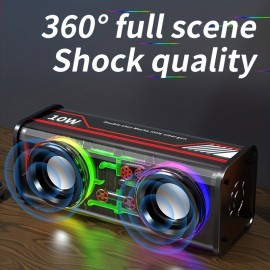 [Kinglucky]V8 - New Wireless Speaker, Portable Subwoofer with LED Lights, Stocking Stuffers, Powerful Crystal Clear Sound, All Day Playtime, BT 5.4, TWS Paring, Small Wireless Speaker for Outdoor, Black, White, Halloween Gift