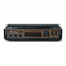 Retro-style Multifunction Radio 2 Way Speaker System W/Wireless Connectivity, USB, SD, FM, AM, SW, AUX, & Cassette Player, W/ FF/REW/REC Function, Black