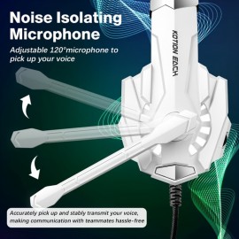 [Gaming Headset] Noise Cancelling Gaming Headset | Over Ear Headphones with Mic, LED Light, Bass Surround for PS4 PS5pcs Xbox One Controller, Soft Memory Earmuffs for Laptop Mac