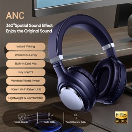 [ANC Wireless Headphones] 7th Generation Wireless Headphones with ANC Active Noise Cancellation, Industry Leader in Noise Reduction Technology, Smartly Identifies External Noise, Anti-Noise, Sound Wave Reversing External Noise, Effectively Reduces Noise, Clear Face-to-Face Calls, No Delay Sound Transmission, Excellent Gaming Experience, Portable for Outdoor/Camping/Travel, High-Quality
