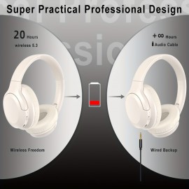 [Wireless ANC Active Headphones] LIFEBEE Active Noise Cancelling Over-Ear Headphones, Wireless ANC Earbuds with Touch Control, Condenser Mic, Lightweight Plastic Semi-Open-Back Design, Sports & Exercise Compatible, Rechargeable Lithium Polymer Battery, Volume Control, Noise Cancelling for Travel & Office