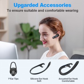 180-Hour Standby Time Wireless Headset with Microphone - Mono Business Earbuds, Noise Cancelling, Push Button Control, USB-C Charging, for Office, Travel, Gaming, Gaming Headset, Sleek Headset, Durable Headset