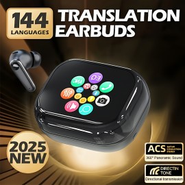 AI Translation Headphones with Touch Screen, Capable of Translating in 144 Languages, Making Conversations Easy While Traveling Abroad. These Headphones Facilitate Dialogue, Support Multilingual Translation, And Are Lightweight. They Function As a M