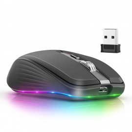Rechargeable Wireless Mouse BT5.1/BT/2.4G Dual Mode, RGB Backlit with 4 Color Modes, -C, Quiet Click ABS Tracking, Long Range Computer Mouse for PC/Laptop/Smartphone (Compatible with /) - Compatible with //PS3