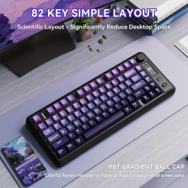 M75 Gaming Keyboard, RGB Backlit Small Membrane Keyboard with Smart Display & Knob, PBT Gradient Keycaps for PC, MAC
