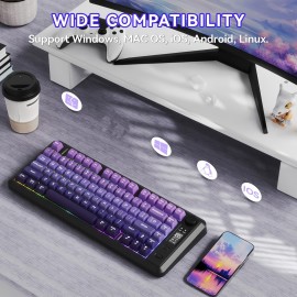 M75 Gaming Keyboard, RGB Backlit Small Membrane Keyboard with Smart Display & Knob, PBT Gradient Keycaps for PC, MAC