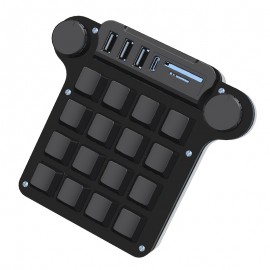 16-Key Compact RGB Backlit Programmable Keyboard with USB 3.0 Hub (3 Ports), SD/TF Card Reader, Macros & Media Keys - iOS/Windows Compatible for Office, Gaming, Programming, Office Workstation | Stylish Finish | Highquality Keys, Keyboard for Computer