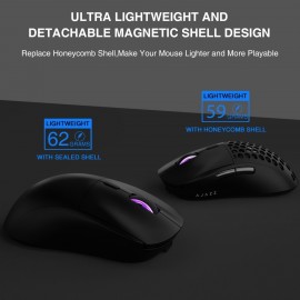 AJ199 Wireless Gaming Mouse, 59G Ultra Lightwieght-Huanuo Micro Switch-26K PAW3395 Sensor-40Hrs Battery Life-2.4G/USB-C Mouse Gaming -Wireless Computer Mouse 6 Programmable Buttons, 100% PTFE Feet
