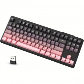 M87 75% Wireless Gaming Keyboard Membrane Silent Rainbow Backlit 2.4Ghz PBT Gradient Keycaps Rechargeable 4000mAh Battery Ergonomic for MAC/Win/PC