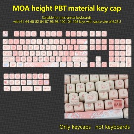 Pastel Pink & White Anime Kawaii Cherry Blossom Cute Heart & Circle OMOA Lettering Mechanical Keyboard Caps - Compatible with QWERTY/SZ/65/87/104 Key Layouts, Compatible with QWERTZ/DAS/ISO (Non-Functional Keycaps), Cute Keyboard Key Caps, Keyboard Keycaps Cute Design, Computer Key Caps Cute, Creamy Keycap, Keyboard Frosted Keycap, Cute Keyboard Keycaps, Cute Cousyom Keyboard Caps, Cute Key Caps For Keyboards, Cool Keycaps For Keyboard, Keyboard Keycaps Cheery, Keycaps For
