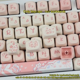 Pastel Pink & White Anime Kawaii Cherry Blossom Cute Heart & Circle OMOA Lettering Mechanical Keyboard Caps - Compatible with QWERTY/SZ/65/87/104 Key Layouts, Compatible with QWERTZ/DAS/ISO (Non-Functional Keycaps), Cute Keyboard Key Caps, Keyboard Keycaps Cute Design, Computer Key Caps Cute, Creamy Keycap, Keyboard Frosted Keycap, Cute Keyboard Keycaps, Cute Cousyom Keyboard Caps, Cute Key Caps For Keyboards, Cool Keycaps For Keyboard, Keyboard Keycaps Cheery, Keycaps For