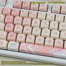 Pastel Pink & White Anime Kawaii Cherry Blossom Cute Heart & Circle OMOA Lettering Mechanical Keyboard Caps - Compatible with QWERTY/SZ/65/87/104 Key Layouts, Compatible with QWERTZ/DAS/ISO (Non-Functional Keycaps), Cute Keyboard Key Caps, Keyboard Keycaps Cute Design, Computer Key Caps Cute, Creamy Keycap, Keyboard Frosted Keycap, Cute Keyboard Keycaps, Cute Cousyom Keyboard Caps, Cute Key Caps For Keyboards, Cool Keycaps For Keyboard, Keyboard Keycaps Cheery, Keycaps For