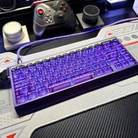 [Purple transparent keycaps] Purple Transparent Keycaps, Original Height 125 Keys PC Material Compatible with All Magnetic Switch Mechanical Keyboards Nano68/60
