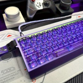[Purple transparent keycaps] Purple Transparent Keycaps, Original Height 125 Keys PC Material Compatible with All Magnetic Switch Mechanical Keyboards Nano68/60