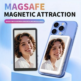 Phone Vlog Selfie Monitor Screen, Magnetic Stand for MagSafe, Rear Camera for Selfie Vlog, iPhone And Android Compatible, Wireless Connectivity