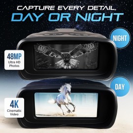 Night Vision Goggles for Adults Digital Night Vision Binoculars with 8X Digital Zoom 32GB Card 3 LCD Wolf Design Rechargeable Infrared Goggles Can Save Photo Video for Camping Hiking Grey