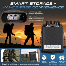 Night Vision Goggles for Adults Digital Night Vision Binoculars with 8X Digital Zoom 32GB Card 3 LCD Wolf Design Rechargeable Infrared Goggles Can Save Photo Video for Camping Hiking Grey