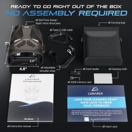 Night Vision Goggles for Adults Digital Night Vision Binoculars with 8X Digital Zoom 32GB Card 3 LCD Wolf Design Rechargeable Infrared Goggles Can Save Photo Video for Camping Hiking Grey