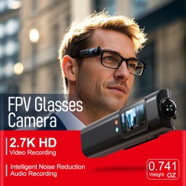 [FPV Glasses Camera] FPV Glasses Camera Wearable Vlog Camera with 2.7K HD Video, 0.96