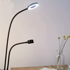 [LED Selfie Light] USB Powered Adjustable LED Selfie Light with Phone Holder | Dual-Color Ring Light for Live Streaming and Beauty | Ergonomic Design and Flexible Gooseneck Lamp, No Battery Required
