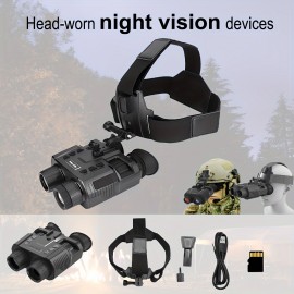 Night Vision Goggles with Head Strap, 1312FT Head-Mounted Night Vision Binoculars, Hands-Free Nightvision Goggles for Helmet, Long Rang Infrared Nightvision for Adults, 8X Digital Zoom/ 32GB SD Card