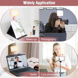 60 LED Portable Clip-On Video Light with 2200mAh Rechargeable, 7 Lighting Modes & 10-Level Dimmer, - Selfie Light for iPhone//DSLR/Action Cameras, Vlogging, YouTube Recording, Smartphones & Tablets