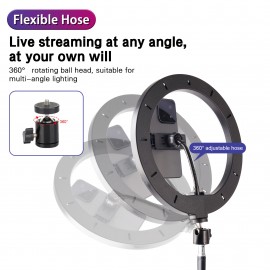 10 Inch Selfie Ring Light with 43 Inch Adjustable Tripod Stand & Phone Holder - Dimmable LED Ring Light with RGB Color Adjustable Light Levels, Portable -Powered Circular Flashlight for Vlogging, Streaming, -Powered