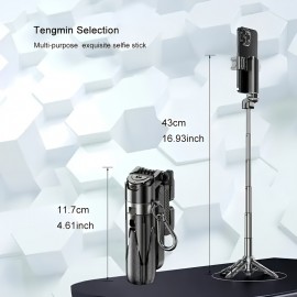 16-inch Extendable Selfie Stick with Wireless Remote, Smartphone Quadpod Tripod with 360° Rotation, One-Touch Expandable Quadpod Stand, DSLR-Style Handle, Ideal for Concerts, Backpacking, Hiking, Desktop Live Streaming, and More. Suitable for iPhone/Samsung/Android Smartphones, Selfie Stick for Phone Travel, Wireless Selfie Stick, Selfie Stick with Remote, Remote Control Selfie Stick, Hiking Accessory, Live Streaming Tool, Extendable Design, Compact Tripod,