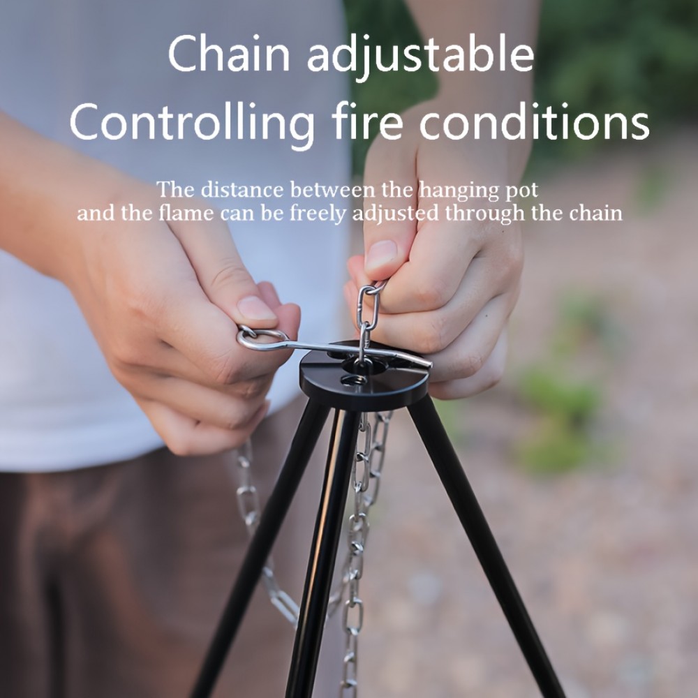 Gorworks Lightweight Aluminum Alloy Tripod - Portable & Foldable Campfire Stand with Adjustable Height for Outdoor Cooking, BBQs & Hanging Pots - Ideal for Easter, Women's Day, Valentine's, Mother's Day, Independence Day Celebrations, Versatile Camping Gear|Adjustable Height Stand|Durable Outdoor Equipment, Camping Accessories