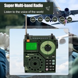 Portable Radio AM FM, Retekess TR112 Shortwave Radio Receiver, AIR VHF AM FM SW WB Multiband Radio Receiver