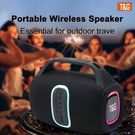 TG674 Portable Wireless Outdoor Speaker with Colorful LED Lights, TWS Pairing, Type-C Charging, Music Player, Compatible with Smartphones/Tablets/TV, Perfect for Pool Parties, and More, Valentine'S Day, New Year, Camping, Home Entertainment