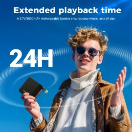 The W-KING 20W Peak IPX7 Waterproof Wireless Speaker Is a Portable Outdoor Speaker Featuring High-Definition Sound Quality, Deep Bass, Stereo Pairing, Bike Mount Capability, FM Radio, TF Card Slot, And AUX-IN.