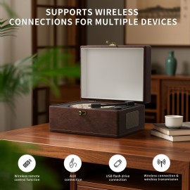 Yintiny Wireless CD Player with Built-in Speaker, Hi-Fi Sound, Compact Faux Leather Design, USB & Battery-Powered, Ideal for Home Decor & Holiday Gifts, Portable Audio Player, Stylish Audio Accessory, Durable Audio Device