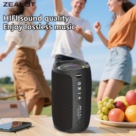 Wireless Speaker, 3600mAh Battery, 12H Long Battery Life, RGB LED Lighting, Beach Party, Gym & Shower Use (IPX5 Submersible)