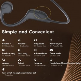 Wireless6.0,Upgraded Wireless Bone Conduction Headphones, 10-Hour Battery Life, Stable Signal, Clear Sound Quality, Neckband Design with Surround Sound Acoustic Technology, Perfect Gift for Friends and Loved Ones, Ideal Christmas Present