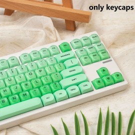 132-Key MOA Jelly Green Gradient Keycap Set with Cute Ball-Top PBT+PC Caps for 61/64/75/87/98/104 Layouts