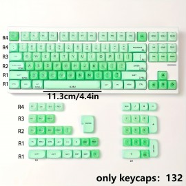 132-Key MOA Jelly Green Gradient Keycap Set with Cute Ball-Top PBT+PC Caps for 61/64/75/87/98/104 Layouts