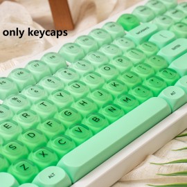 132-Key MOA Jelly Green Gradient Keycap Set with Cute Ball-Top PBT+PC Caps for 61/64/75/87/98/104 Layouts