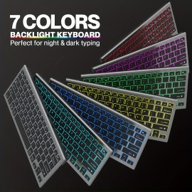 Portable Bluetooth Keyboard Mouse Combo 2.4G Support 3 Devices 7 Backlight Keyboard Mouse Rechargeable Slim Keyboard for Windows/Mac OS/Notebook, Portable Computing, Travel Keyboard, Compact Design, Lightweight Combo, Durable Build, Highperformance Gadget, Tech Enthusiasts, Students Laptop