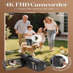 4K Video Camcorder for YouTube with 18x Zoom 3 IPS Touchscreen Night Vision Remote Control 32GB Card 2 Batteries