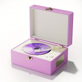 Yintiny Wireless CD Player with Built-in Speaker, Hi-Fi Sound, Compact Faux Leather Design, USB & Battery-Powered, Ideal for Home Decor & Holiday Gifts, Portable Audio Player, Stylish Audio Accessory, Durable Audio Device